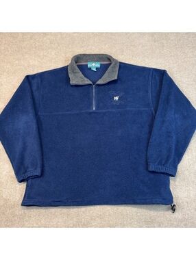Vintage 90s Big Dogs Fleece Sweater 1/4 Zip Pullover XL Embroidered St Bernard